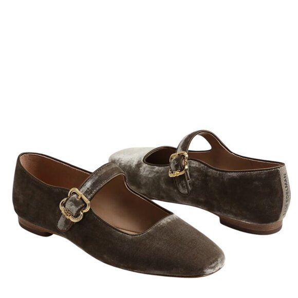 Sam Edelman Velvet Mary Jane Flats Taupe Gray Square Toe Women’s Size 8 NWOT - Picture 1 of 5